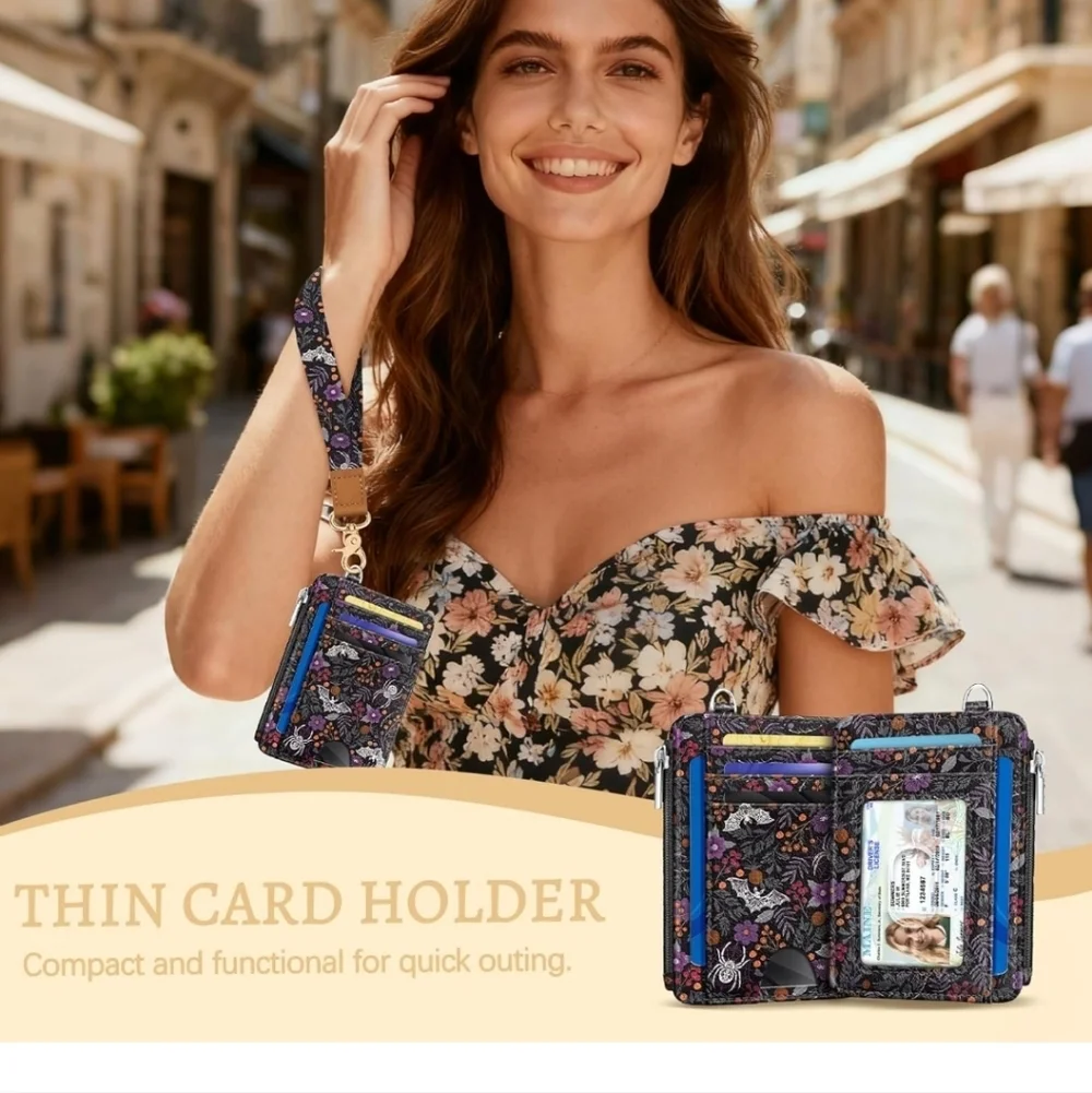 Floral Bat Design Phone Wallet Case